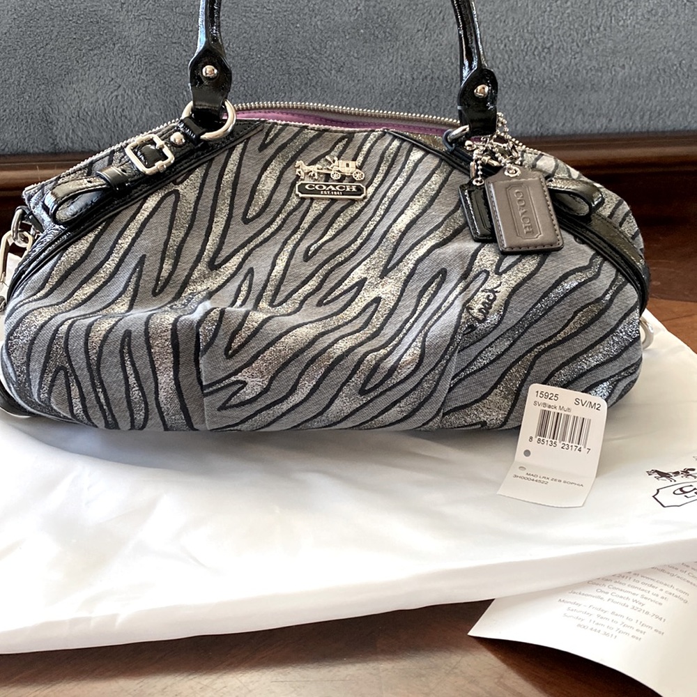 Coach Madison Lurex Zebra Sophia Satchel EUC one owner :)